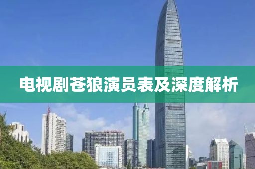电视剧苍狼演员表及深度解析