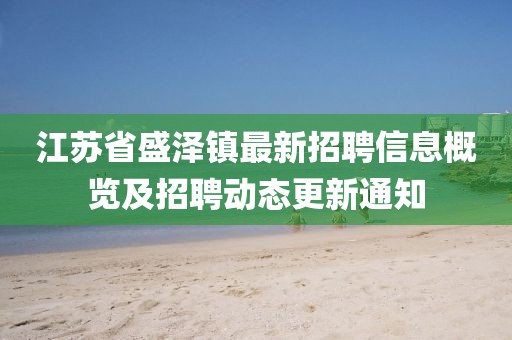 江苏省盛泽镇最新招聘信息概览及招聘动态更新通知