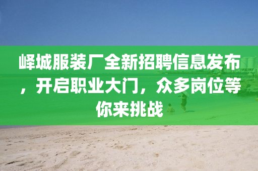 峄城服装厂全新招聘信息发布，开启职业大门，众多岗位等你来挑战