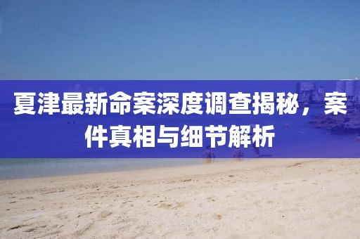 夏津最新命案深度调查揭秘，案件真相与细节解析