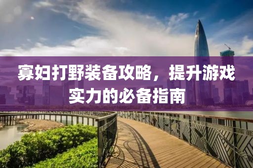 寡妇打野装备攻略，提升游戏实力的必备指南
