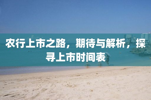 农行上市之路，期待与解析，探寻上市时间表
