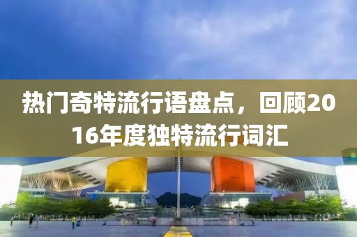 热门奇特流行语盘点，回顾2016年度独特流行词汇