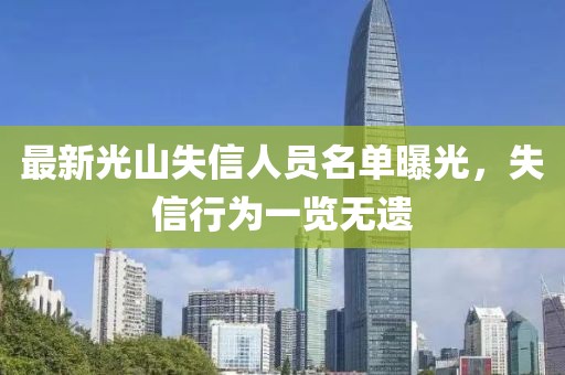 最新光山失信人员名单曝光，失信行为一览无遗