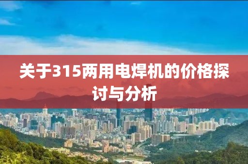 关于315两用电焊机的价格探讨与分析