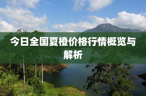 今日全国夏橙价格行情概览与解析