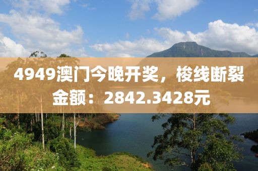 4949澳门今晚开奖，梭线断裂 金额：2842.3428元