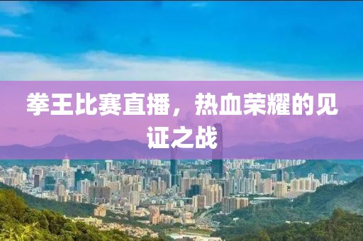 拳王比赛直播，热血荣耀的见证之战