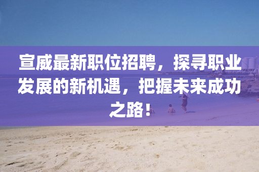 宣威最新职位招聘，探寻职业发展的新机遇，把握未来成功之路！
