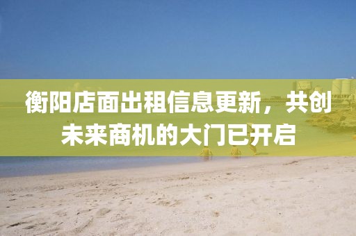 衡阳店面出租信息更新，共创未来商机的大门已开启