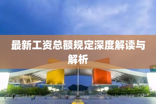 最新工资总额规定深度解读与解析