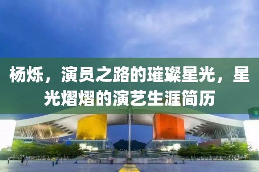 杨烁，演员之路的璀璨星光，星光熠熠的演艺生涯简历