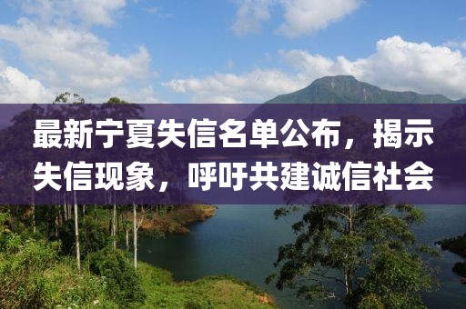 最新宁夏失信名单公布，揭示失信现象，呼吁共建诚信社会