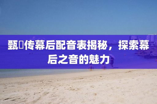 甄嬛传幕后配音表揭秘，探索幕后之音的魅力
