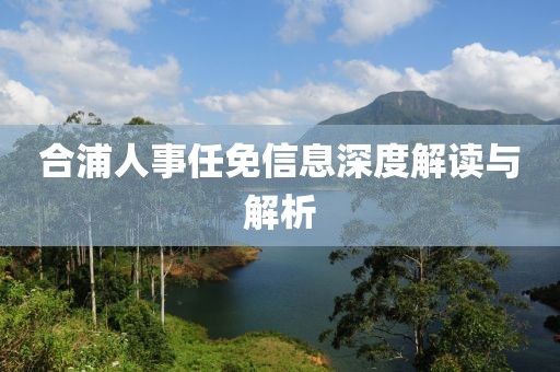合浦人事任免信息深度解读与解析