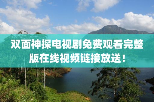 双面神探电视剧免费观看完整版在线视频链接放送！