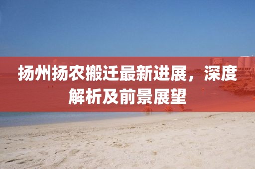 扬州扬农搬迁最新进展，深度解析及前景展望