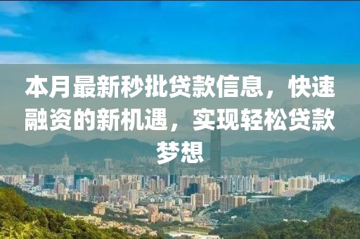 本月最新秒批贷款信息，快速融资的新机遇，实现轻松贷款梦想