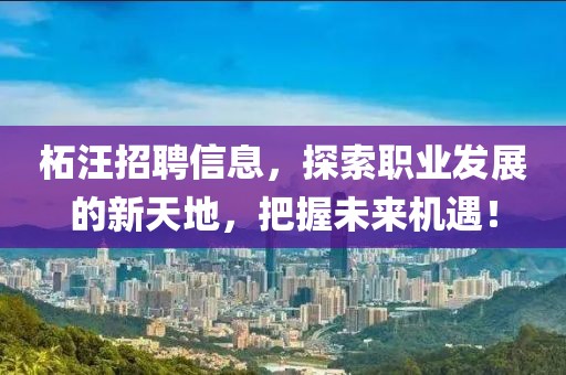 柘汪招聘信息，探索职业发展的新天地，把握未来机遇！