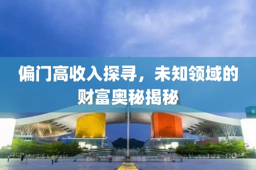 偏门高收入探寻，未知领域的财富奥秘揭秘