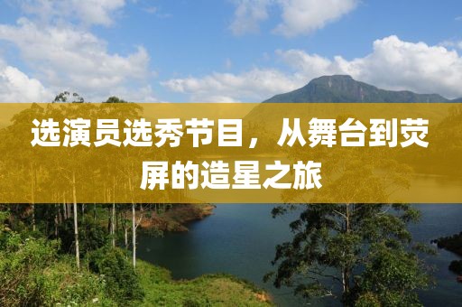 选演员选秀节目，从舞台到荧屏的造星之旅