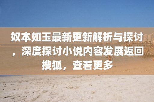 奴本如玉最新更新解析与探讨,深度探讨小说内容发展返回搜狐,查看更多