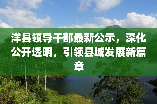 洋县领导干部最新公示，深化公开透明，引领县域发展新篇章