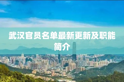 武汉官员名单最新更新及职能简介
