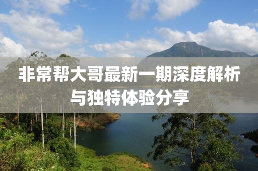 非常帮大哥最新一期深度解析与独特体验分享
