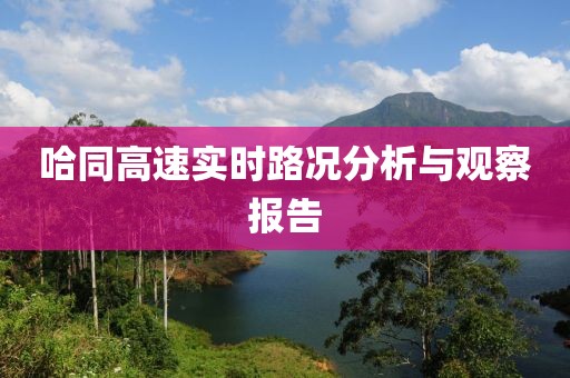 哈同高速实时路况分析与观察报告